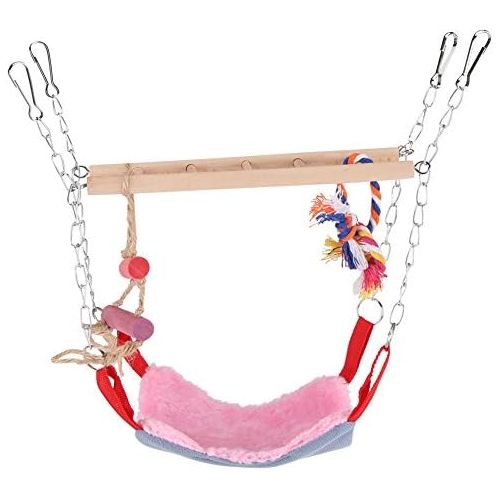  Fdit Haustiere Voegel Papagei Klettern Papagei Sittich Wellensittich Spielzeug Bunte Schaukel Leiter mit Bett Zubehoer Hangende Pet Toys(Rosa)