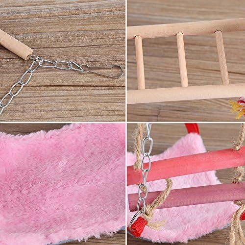  Fdit Haustiere Voegel Papagei Klettern Papagei Sittich Wellensittich Spielzeug Bunte Schaukel Leiter mit Bett Zubehoer Hangende Pet Toys(Rosa)