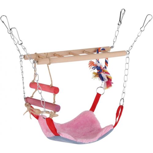  Fdit Haustiere Voegel Papagei Klettern Papagei Sittich Wellensittich Spielzeug Bunte Schaukel Leiter mit Bett Zubehoer Hangende Pet Toys(Rosa)