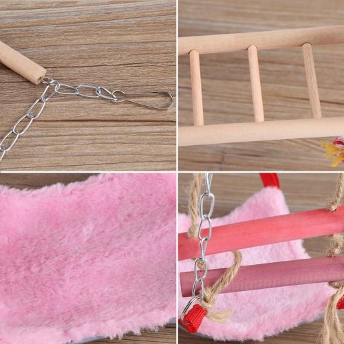  Fdit Haustiere Voegel Papagei Klettern Papagei Sittich Wellensittich Spielzeug Bunte Schaukel Leiter mit Bett Zubehoer Hangende Pet Toys(Rosa)