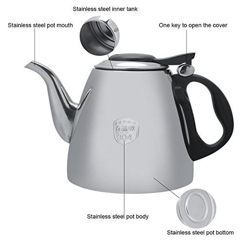  [아마존베스트]Fdit 1.2L/1.5L Stainless Steel Kettle Teapot with Handle Heat-Resistant, 1.2L