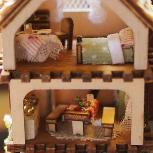  Fdit Dollhouse Miniature with Furniture Model Building Kit to Buildwith LED Light DIY House Kit with Furniture Creative Room with Furniture for Romantic Valentines Gift