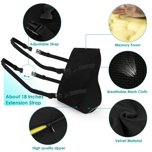  [아마존 핫딜]  [아마존핫딜]Feagar Lumbar Support Pillow/Back Cushion, Memory Foam Orthopedic Backrest for Car Seat, Office/Computer Chair and Wheelchair,Breathable & Ergonomic Design for Back Pain Relief (Lumbar Su