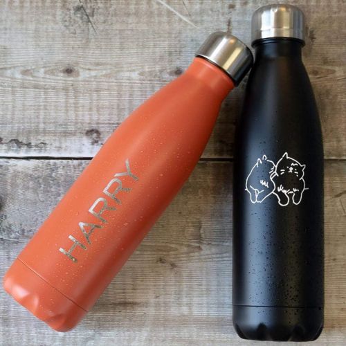  feb.7 Insulated Water Bottle, Vacuum Stainless Steel Cup,Cat Couple Double Wall Design, Standard Mouth, for Outdoor Sports, Fitness, Running Camping Hiking Cycling