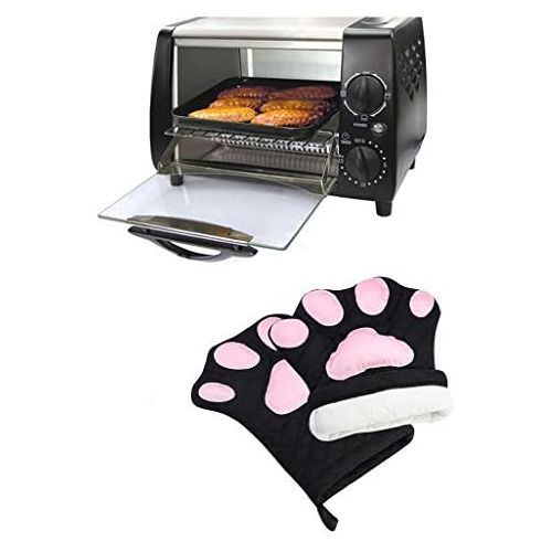  [아마존베스트]Feb.7 Oven Mitts,Cat Design Heat Resistant Cooking Glove Quilted Cotton Lining- Heat Resistant Pot Holder Gloves for Grilling & Baking Gloves BBQ Oven Gloves Kitchen Tools Gift Set BBQ,M