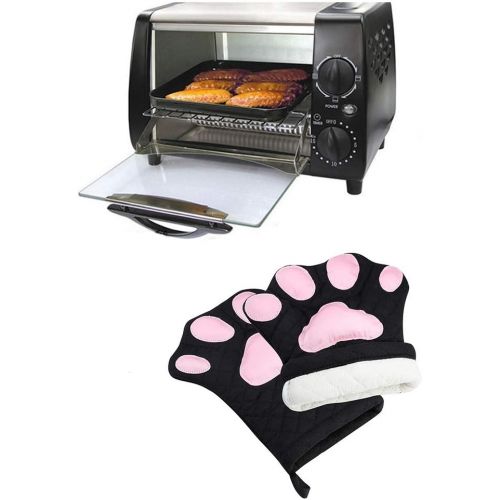  [아마존베스트]Feb.7 Oven Mitts,Cat Design Heat Resistant Cooking Glove Quilted Cotton Lining- Heat Resistant Pot Holder Gloves for Grilling & Baking Gloves BBQ Oven Gloves Kitchen Tools Gift Set BBQ,M