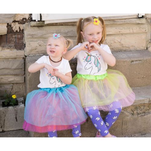 Fedio fedio Girls Princess Tutu Skirts Set 5 Pack Kids Ballet Tutu Costume Dress with 5Pcs Flower Hair Ties(Ages 3-8)