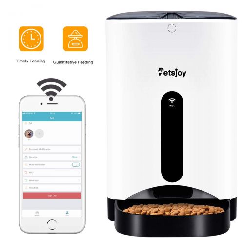 자이언텍스 Giantex Automatic Pet Feeder Food Dispenser for Dogs, Cats, 4.3L Large Capacity, Wi-Fi Enabled App for iPhone and Android, Distribution Alarms, Portion Control, Timer Programmable,