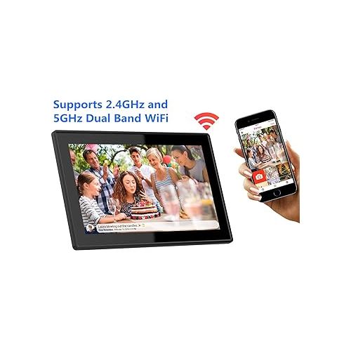  11.6 Inch 16GB WiFi Digital Picture Frame, 2.4GHz and 5GHz Dual Band WiFi, Touch Screen, 1920x1080 IPS LCD Panel, Send Photos or Small Videos from Anywhere(Black)