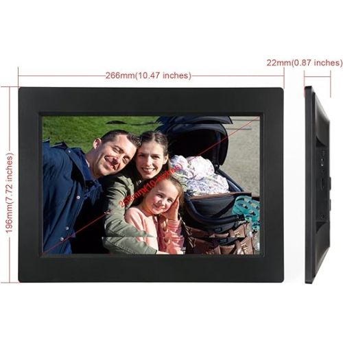  10 Inch WiFi Digital Picture Frame - Electronic, Wall Mountable Smart Frames，Frameo App - Send Photos & Videos from Anywhere - IPS LCD Panel, Touchscreen Portrait & Landscape Display(Black)