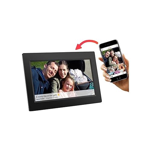  10 Inch WiFi Digital Picture Frame - Electronic, Wall Mountable Smart Frames，Frameo App - Send Photos & Videos from Anywhere - IPS LCD Panel, Touchscreen Portrait & Landscape Display(Black)
