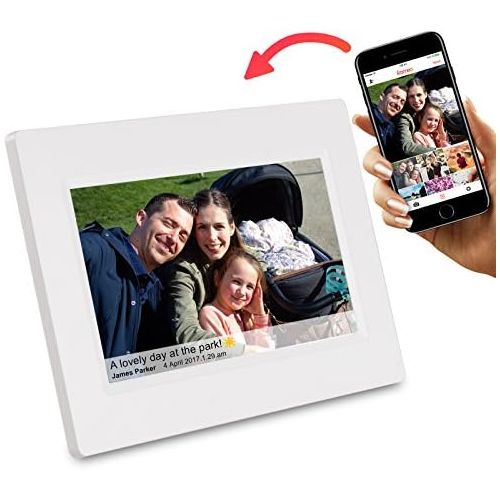  [아마존베스트]Feelcare 7 Inch Smart WiFi Digital Picture Frame with Touch Screen, IPS LCD Panel, Built in 8GB Memory, Wall-Mountable, Portrait&Landscape, Instantly Sharing Moments(White)