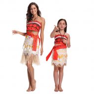 Feelia Princess Moana Costume for Girls Womens Skirt for Adventure Halloween Party Dress Up