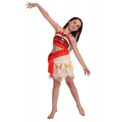  Feelia Princess Moana Costume for Girls Womens Skirt for Adventure Halloween Party Dress Up