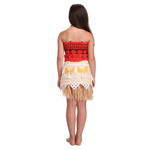  Feelia Princess Moana Costume for Girls Womens Skirt for Adventure Halloween Party Dress Up