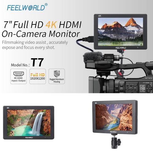  FEELWORLD Feelworld T7 7 Inch IPS Screen 1920x1200 Full HD 4K HDMI Solid Aluminum Housing On-Camera...