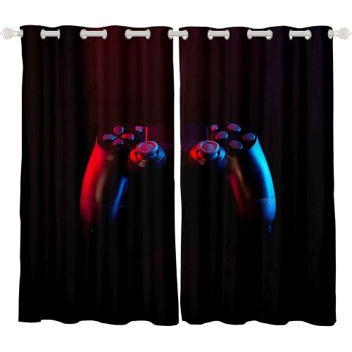  [아마존베스트]Feelyou Games Curtain Boys Teens Gamer Video Game Gamepad Curtains for Bedroom Kids Anime Gaming Room Darkening Window Curtain Luxury Thermal Insulated Window Drapes Home Decor 2 Panel Set