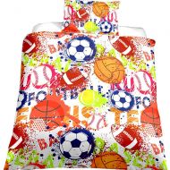 Feelyou Kids Duvet Cover Set for Boys Girls Sports Balls Bedding Set Full Size Microfiber Polyester Comforter Cover Basketball Football Soccer Baseball Print with 2 Pillow Shams, Z