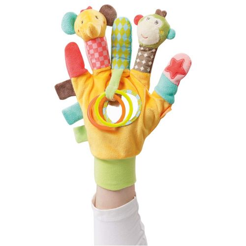  [아마존 핫딜]  [아마존핫딜]Fehn 074604 Spielhandschuh Safari  Fingerpuppen-Handschuh Affe und Elefant mit Rassel und Quietsche fuer Babys und Kleinkinder ab 0+ Monaten