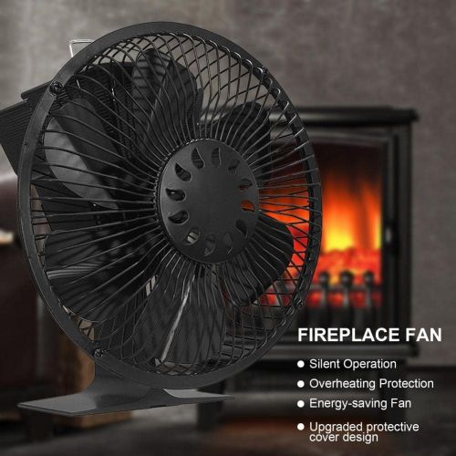  Fei Mei 6 Blades Fireplace Stove Fan, Heat Powered Stove Fan with Thermometer and Protective Cover More Safe and Comfortable for Wood Log Burner Fireplace