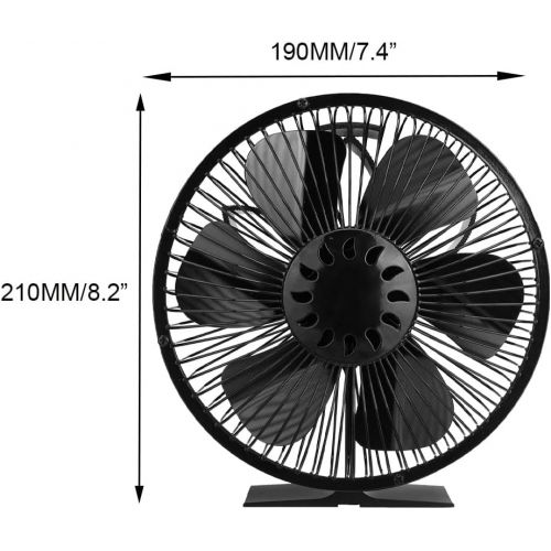  Fei Mei 6 Blades Fireplace Stove Fan, Heat Powered Stove Fan with Thermometer and Protective Cover More Safe and Comfortable for Wood Log Burner Fireplace