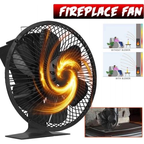  Fei Mei 6 Blades Fireplace Stove Fan, Heat Powered Stove Fan with Thermometer and Protective Cover More Safe and Comfortable for Wood Log Burner Fireplace