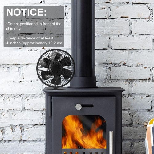  Fei Mei 6 Blades Fireplace Stove Fan, Heat Powered Stove Fan with Thermometer and Protective Cover More Safe and Comfortable for Wood Log Burner Fireplace