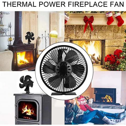  Fei Mei 6 Blades Fireplace Stove Fan, Heat Powered Stove Fan with Thermometer and Protective Cover More Safe and Comfortable for Wood Log Burner Fireplace