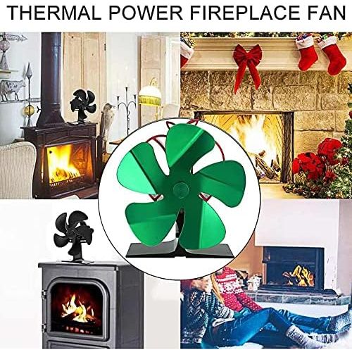  Fei Mei 5 Blades Fireplace Stove Fan, Silent Motors Fireplace Fan with Thermometer Heat Powered Stove Fan for Wood/Log Burner/Fireplace Efficient Heat Distribution Fan (Color : Christmas T