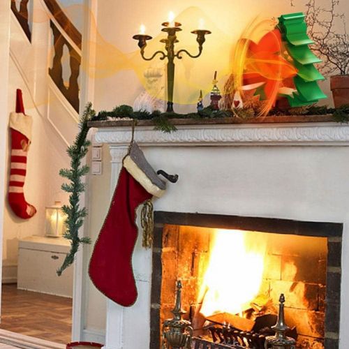  Fei Mei 5 Blades Fireplace Stove Fan, Silent Motors Fireplace Fan with Thermometer Heat Powered Stove Fan for Wood/Log Burner/Fireplace Efficient Heat Distribution Fan (Color : Christmas T