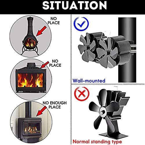  Fei Mei Wood Stove Fan, 12 Blade Fireplace Fan, Double Heat Powered Stove Top Fans with Thermometer for Wood Burner/Burning/Log Burner Stove, Eco Friendly (Color : Gold)