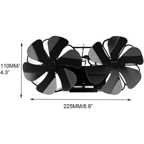  Fei Mei Wood Stove Fan, 12 Blade Fireplace Fan, Double Heat Powered Stove Top Fans with Thermometer for Wood Burner/Burning/Log Burner Stove, Eco Friendly (Color : Gold)