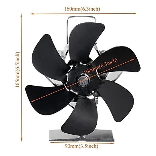  Fei Mei 6 Blades Fireplace Fan, Heat Powered Wood Stove Fan with Thermometer for Wood Burner/Burning/Log Burner Stove, Eco Friendly Circulating Warm Air Saving Fuel Efficiently (Color : Re