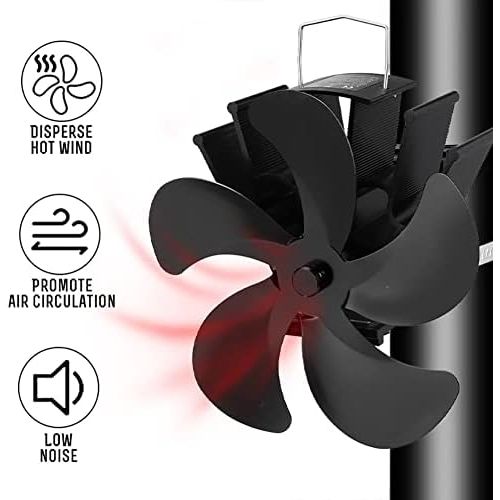  Fei Mei 6 Blades Fireplace Fan, Heat Powered Wood Stove Fan with Thermometer for Wood Burner/Burning/Log Burner Stove, Eco Friendly Circulating Warm Air Saving Fuel Efficiently (Color : Re