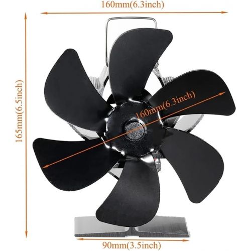  Fei Mei 6 Blades Fireplace Fan, Heat Powered Wood Stove Fan with Thermometer for Wood Burner/Burning/Log Burner Stove, Eco Friendly Circulating Warm Air Saving Fuel Efficiently (Color : Re