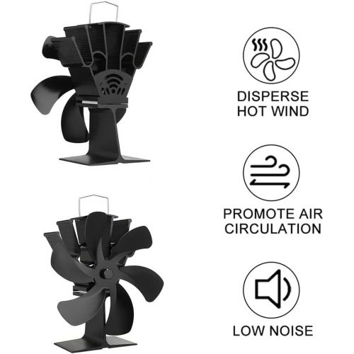  Fei Mei 6 Blades Fireplace Fan, Heat Powered Wood Stove Fan with Thermometer for Wood Burner/Burning/Log Burner Stove, Eco Friendly Circulating Warm Air Saving Fuel Efficiently (Color : Re