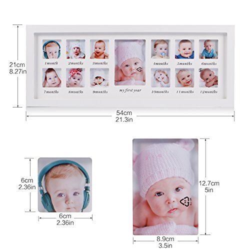  [아마존베스트]Feibi My First Year Baby Photo Frame Newborn Baby Keepsake Frame Kit Wood Kids Wall Hanging Picture Frame 14 Month Photo Frame (Black) - Unique Baby Gifts The Perfect Decorations f