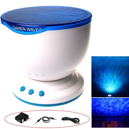  Feifuns Ocean Wave Night Light Projector [Includes Adapter] with Music Player Blue Sea Daren Waves Projection...