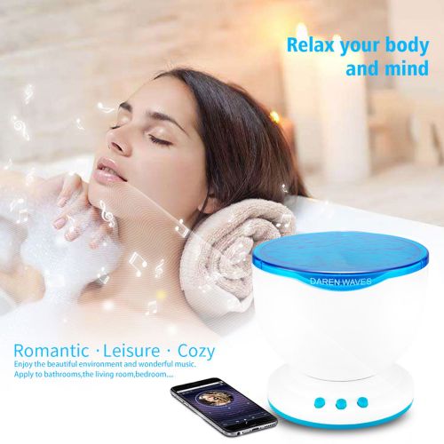  Feifuns Ocean Wave Night Light Projector [Includes Adapter] with Music Player Blue Sea Daren Waves Projection...