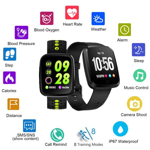  Feifuns feifuns Fitness Tracker Watch, 1.3 Color Touchscreen with Heart Rate Watch Blood Pressure Monitor, IP67 Waterproof, Step Counter Watch, Pedometer, Sleep Monitor, Smart Watch for Wo