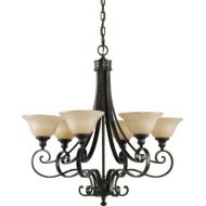 Feiss F21876LBR 6-Bulb Chandelier, Liberty Bronze Finish, 27.5 x 14.5 x 28.5