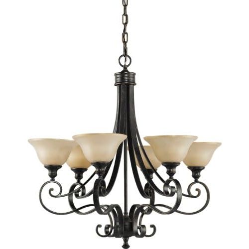  Feiss F21876LBR 6-Bulb Chandelier, Liberty Bronze Finish, 27.5 x 14.5 x 28.5