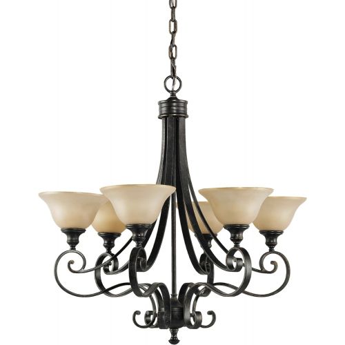  Feiss F21876LBR 6-Bulb Chandelier, Liberty Bronze Finish, 27.5 x 14.5 x 28.5