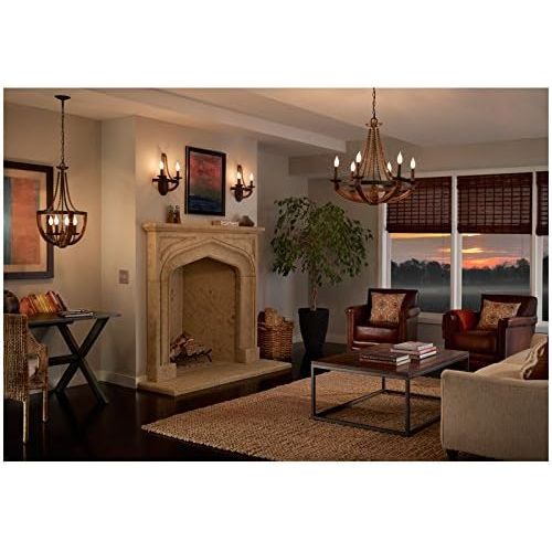  Feiss F27524RIBWD Adan Candle Chandelier Lighting, Iron, 4-Light (22Dia x 25H) 240watts