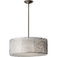 Feiss F27023BS Wired Fabric Shade Drum Pendant Lighting, Satin Nickel, 3-Light (20W x 8H) 300watts