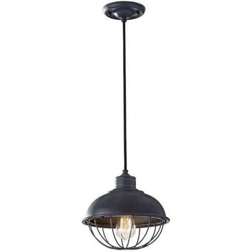  Feiss P1237AP Urban Renewal Industrial Vintage Pendant Lighting, Satin Nickel, 1-Light (9W x 7H) 100watts