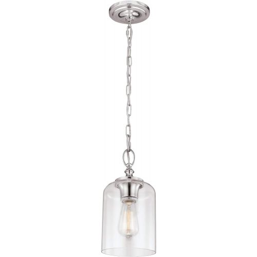  Feiss P1310BS Hounslow Glass Pendant Lighting, Satin Nickel, 1-Light (7Dia x 13H) 60watts