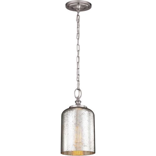  Feiss P1310BS Hounslow Glass Pendant Lighting, Satin Nickel, 1-Light (7Dia x 13H) 60watts