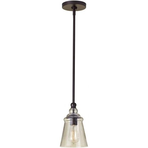  Feiss P1261ORB Urban Renewal Glass Industrial Vintage Pendant Lighting, Bronze, 1-Light (6Dia x 10H) 100watts