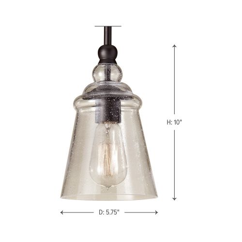  Feiss P1261ORB Urban Renewal Glass Industrial Vintage Pendant Lighting, Bronze, 1-Light (6Dia x 10H) 100watts